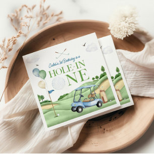 Hole In One Pojke Golf Första Födelsedag Par-Tee Pappersservett
