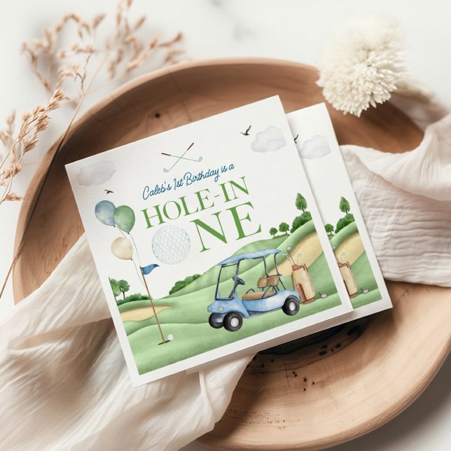 Hole In One Pojke Golf Första Födelsedag Par-Tee Pappersservett (Skapare uppladdad)
