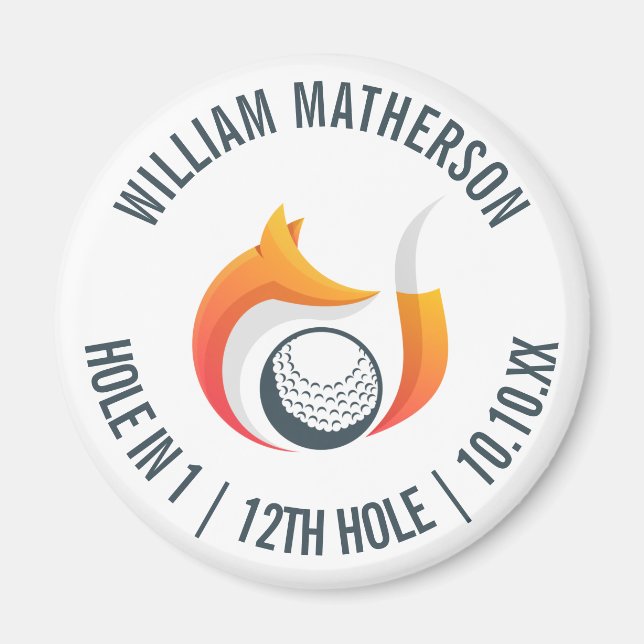 Hole in One Räv Och Golfboll Personlig Magnet (Framsidan)