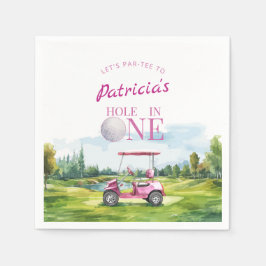 Hole In One Rosa Golf 1:a Födelsedagen Pappersservett
