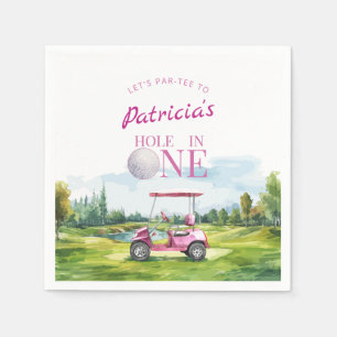 Hole In One Rosa Golf 1:a Födelsedagen Pappersservett