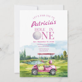 Hole In One Rosa Golf 1:a Födelsedagsinbjudan Inbjudningar