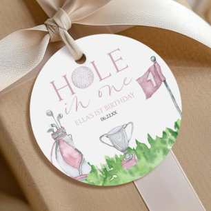 Hole In One Rosa Golf 1-års Födelsedagsfest Gåvor Etiketter