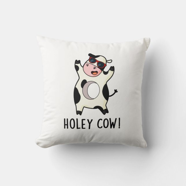Holey Cow Funny Animal Pun Kudde (Framsida)