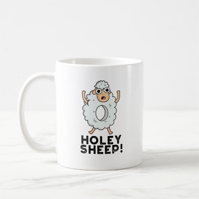 Holey Sheep Funny Animal Pun Kaffemugg (Vänster)