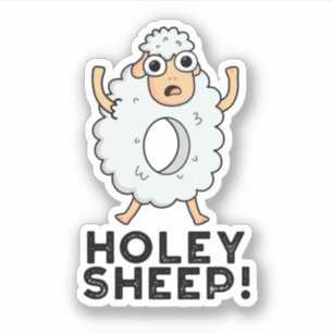 Holey Sheep Funny Animal Pun Klistermärken