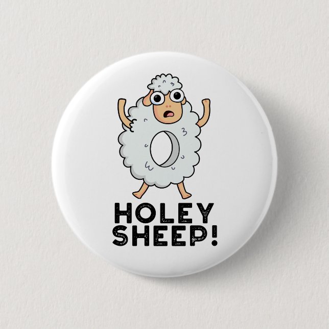 Holey Sheep Funny Animal Pun Knapp (Framsida)