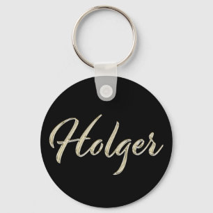 Holger Namn whitegold Button Schlüsselanhänger Nyckelring