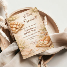 Holi Cannoli Whimsical Bakery 1st Birthday Inbjudningar