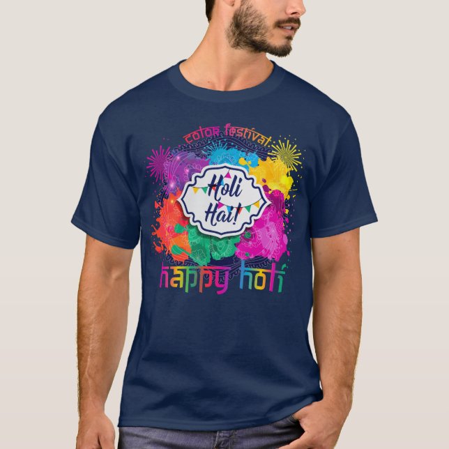 Holi Colorful Paint & Fireworks T Shirt (Framsida)