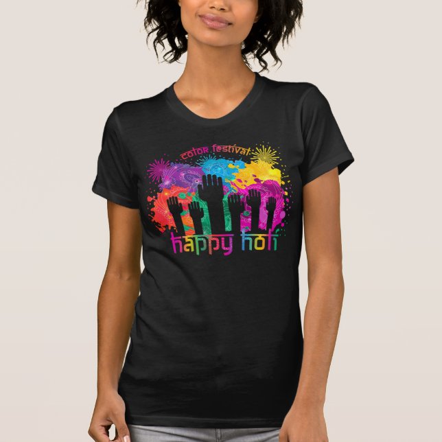 Holi Färg Festival Händer T Shirt (Framsida)