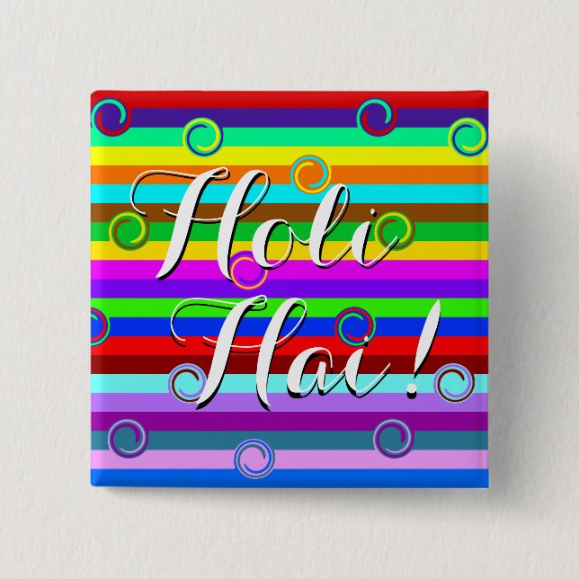 HOLI färgad Rand Swirls mönster + dina idéer Knapp (Framsida)