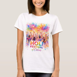Holi Festival Crowd Celebration Watercolor Art T Shirt