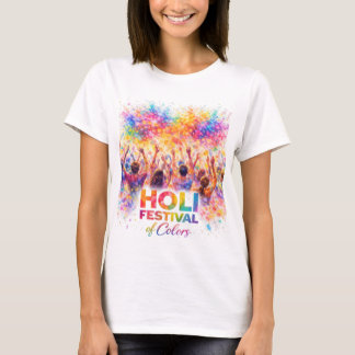 Holi Festival Crowd Celebration Watercolor Art T Shirt