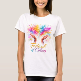 Holi Festival Hands Throwing Colors Watercolor T Shirt