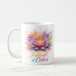 Holi Festival Lotus - Farbenfrohe Keramiktasse Kaffemugg