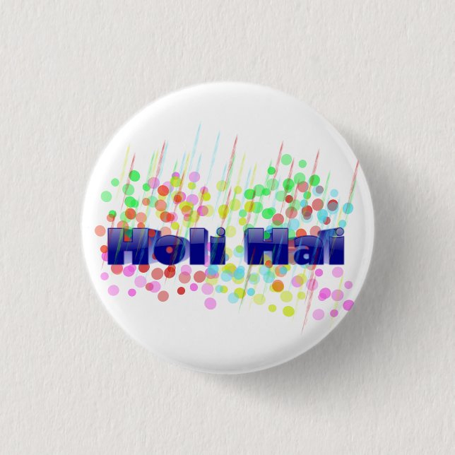 Holi Hai med färgade punkter och brytningar Knapp (Framsida)
