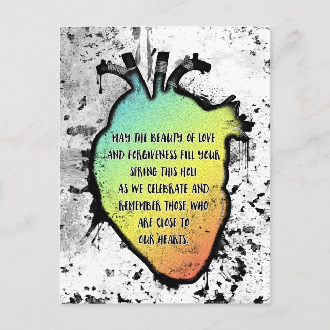 Holi Heart-festivalen i Kärlek och Färg Vykort (Framsida)