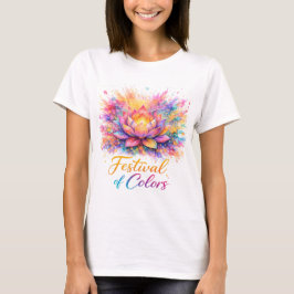 Holi Lotus Festival of Colors Watercolor Art T Shirt