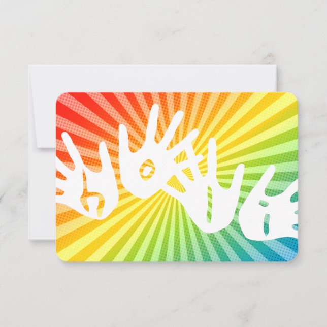 holi rainbow rockor händer inbjudningar (Framsida)