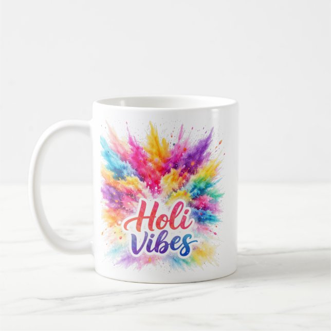 Holi Vibes - Bunte Typografie Tasse Kaffemugg (Vänster)