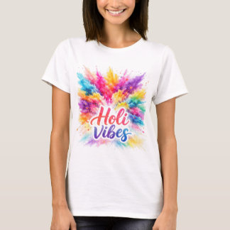 Holi Vibes Colorful Watercolor Splash Art T Shirt
