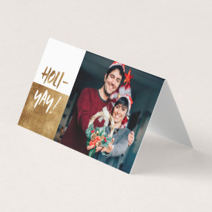 HOLI-YAY! Helgdag-kort för roligt Script Guld Kort