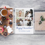 Holiday 4 Photos Happy Chanukah Family White Helg Vykort<br><div class="desc">Quick and easy holiday postcard to send family and friends during the holiday season.</div>