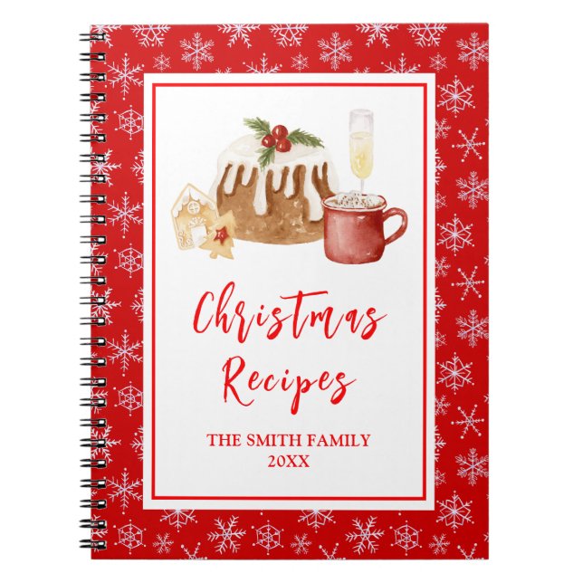 Holiday Baking Recipes Christmas Pudding Anteckningsbok (Framsidan)