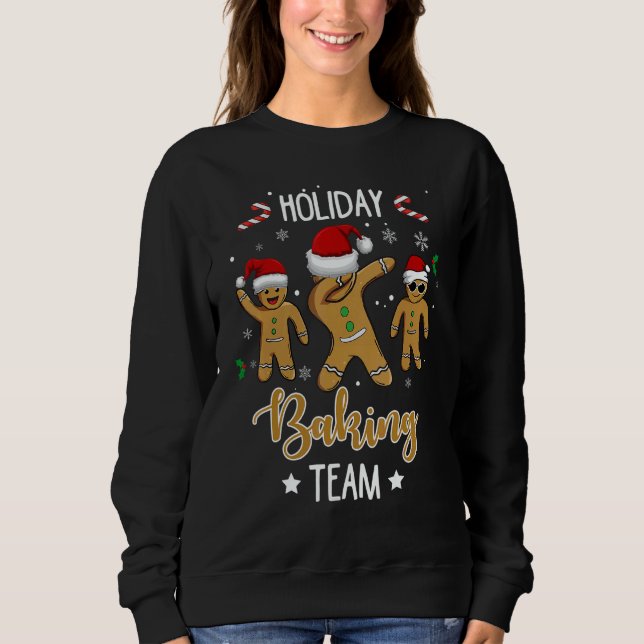 Holiday Baking Team Christmas Dabbing Gingerbread T Shirt (Framsida)