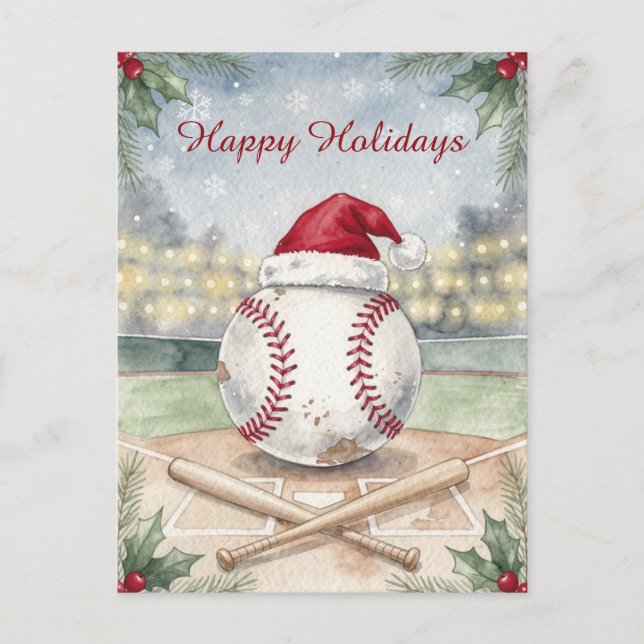 Holiday Baseball Christmas Cards Helg Vykort (Framsida)