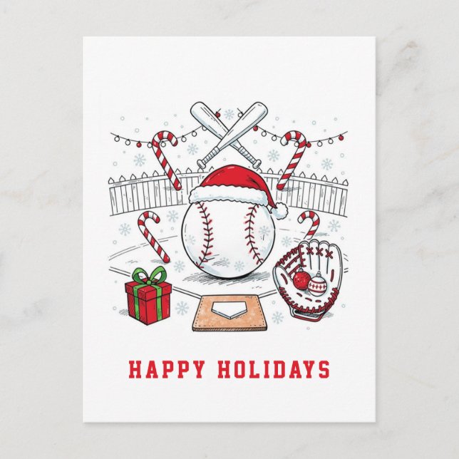 Holiday Baseball Christmas Cards Helg Vykort (Framsida)