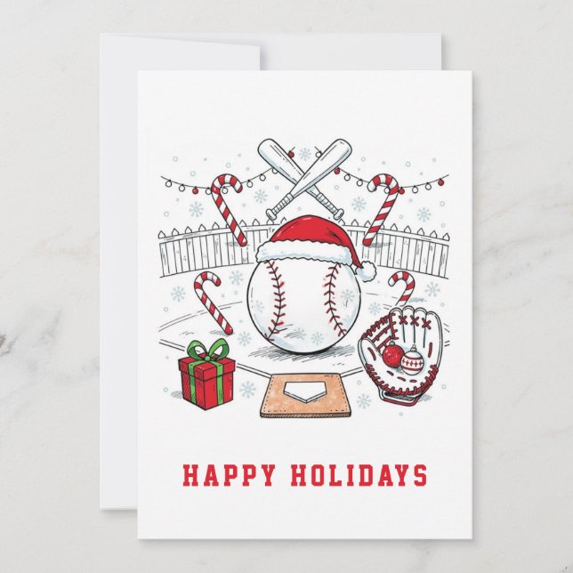 Holiday Baseball Christmas Cards Julkort (Framsida)
