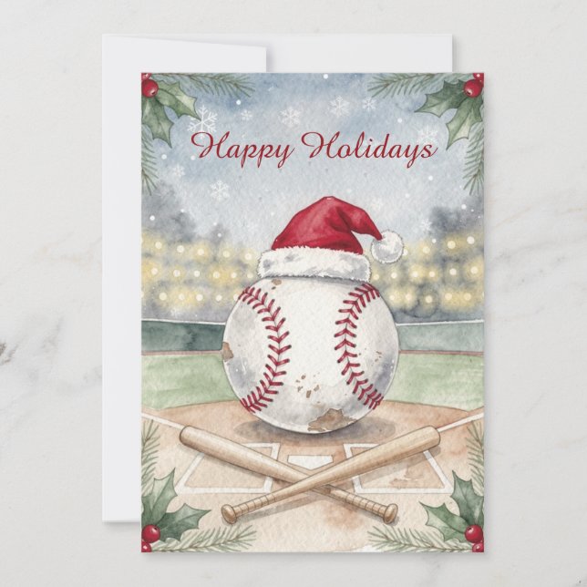 Holiday Baseball Christmas Cards Julkort (Framsida)