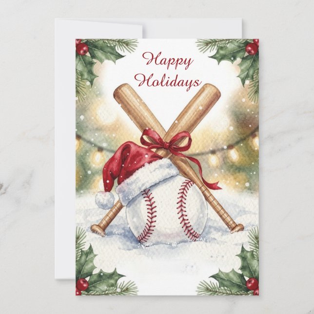 Holiday Baseball Christmas Cards Julkort (Framsida)