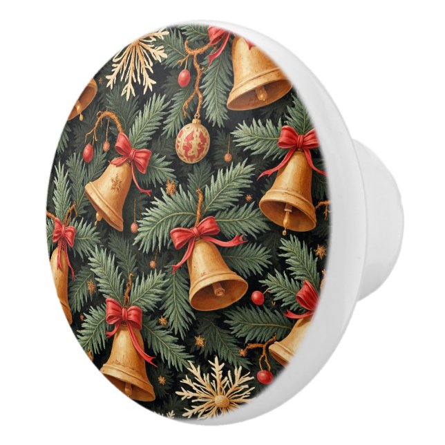 Holiday Bells, Decorative Christmas Pattern, Knopp (Höger)