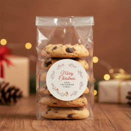 Holiday Berry Branch Christmas Runt Klistermärke