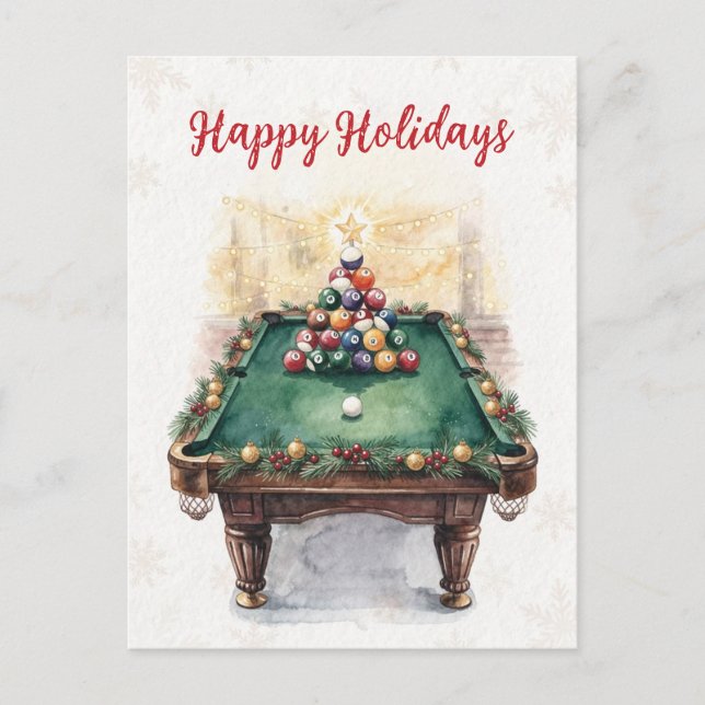 Holiday Billiard player Christmas Cards Helg Vykort (Framsida)
