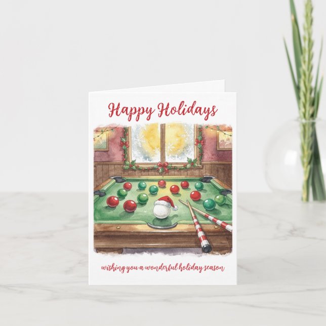 Holiday Billiard player Christmas Cards Helgkort (Framsida)