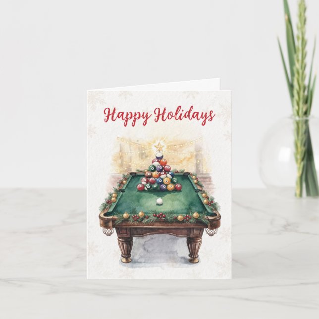 Holiday Billiard player Christmas Cards Helgkort (Framsida)