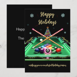 Holiday Billiard player Christmas Cards Julkort