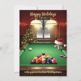 Holiday Billiard player Christmas Cards Julkort