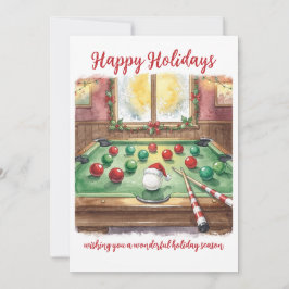 Holiday Billiard player Christmas Cards Julkort