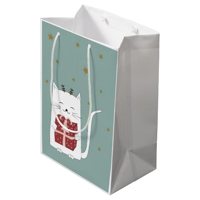 Holiday Blessings Cat Christmas Gift Bags (Baksidan Vinklad)