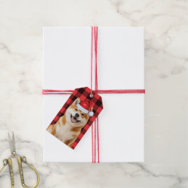 Holiday Buffalo-rutig Akita Hund Jul Presentetikett