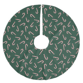 Holiday candy canes Dark Green Tree Skirt Julgransmatta Borstad Polyester