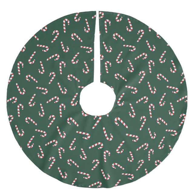 Holiday candy canes Dark Green Tree Skirt Julgransmatta Borstad Polyester (Framsidan)