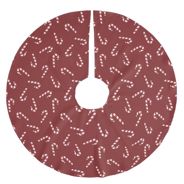 Holiday candy canes Dark Red Tree Skirt Julgransmatta Borstad Polyester (Framsidan)