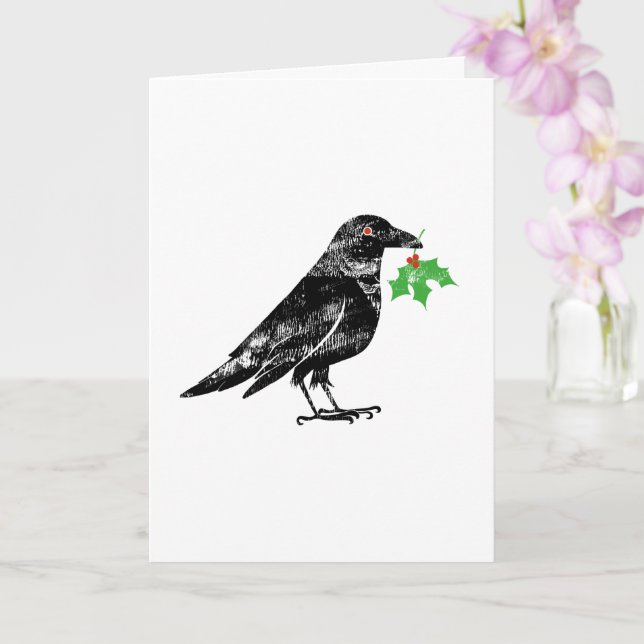 Holiday Card - Crow with Mistletoe  Kort (Orkide)