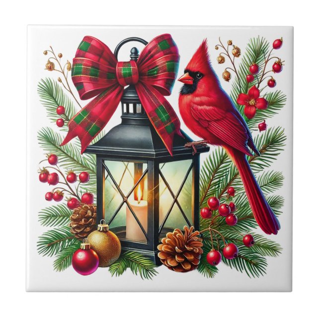 Holiday Cardinal Ceramic Tile Kakelplatta (Framsidan)